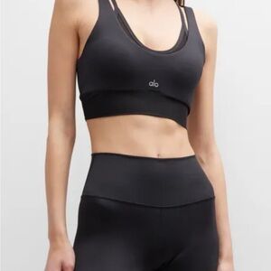 ALO Yoga Women's Sleek Black Sports Bra, Size S